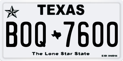 TX license plate BOQ7600