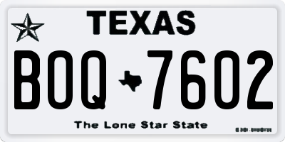 TX license plate BOQ7602