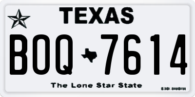 TX license plate BOQ7614