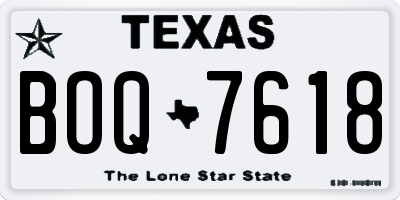 TX license plate BOQ7618