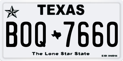 TX license plate BOQ7660