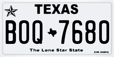 TX license plate BOQ7680