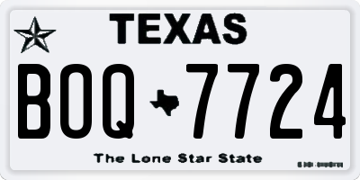 TX license plate BOQ7724