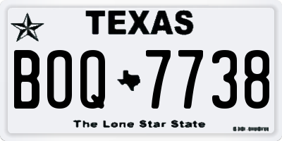 TX license plate BOQ7738