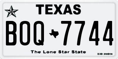 TX license plate BOQ7744