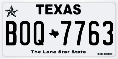 TX license plate BOQ7763