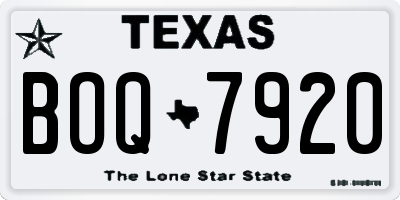TX license plate BOQ7920