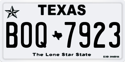 TX license plate BOQ7923