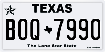 TX license plate BOQ7990