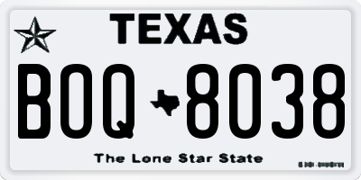 TX license plate BOQ8038