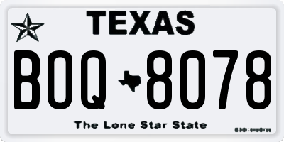TX license plate BOQ8078