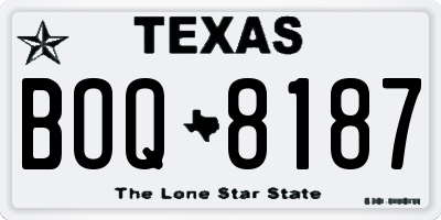 TX license plate BOQ8187
