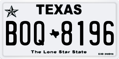 TX license plate BOQ8196