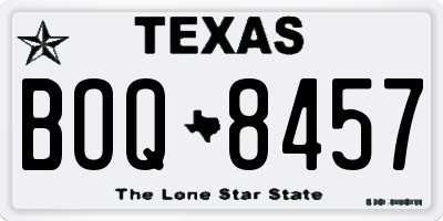 TX license plate BOQ8457