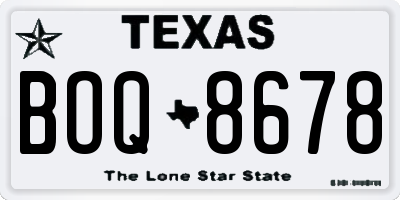 TX license plate BOQ8678