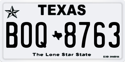 TX license plate BOQ8763