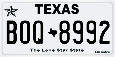 TX license plate BOQ8992