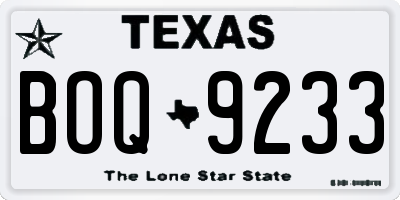 TX license plate BOQ9233