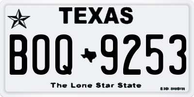 TX license plate BOQ9253