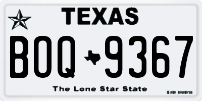 TX license plate BOQ9367