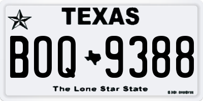 TX license plate BOQ9388