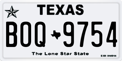 TX license plate BOQ9754