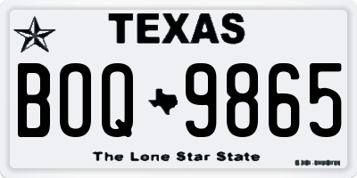 TX license plate BOQ9865