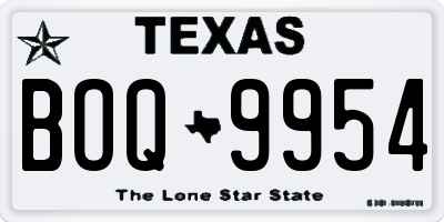 TX license plate BOQ9954