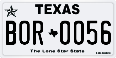 TX license plate BOR0056