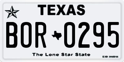 TX license plate BOR0295