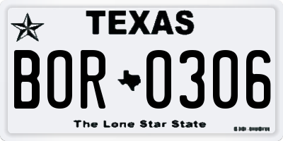 TX license plate BOR0306