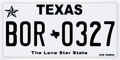 TX license plate BOR0327
