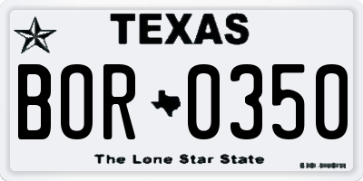 TX license plate BOR0350