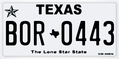 TX license plate BOR0443
