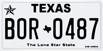 TX license plate BOR0487
