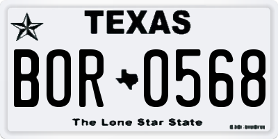 TX license plate BOR0568