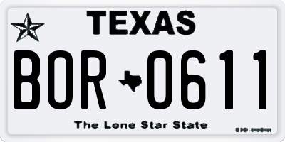 TX license plate BOR0611
