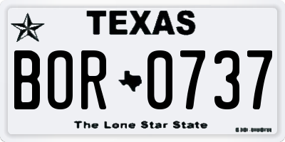 TX license plate BOR0737
