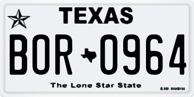 TX license plate BOR0964