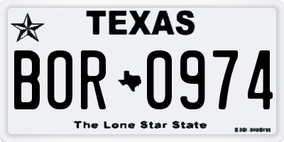 TX license plate BOR0974