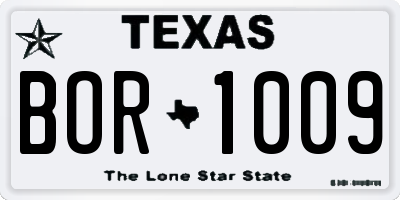 TX license plate BOR1009