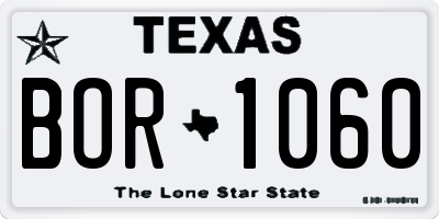 TX license plate BOR1060
