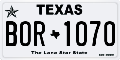 TX license plate BOR1070