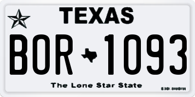 TX license plate BOR1093