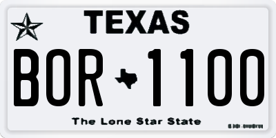 TX license plate BOR1100