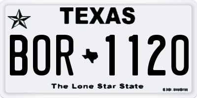 TX license plate BOR1120