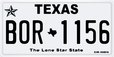 TX license plate BOR1156