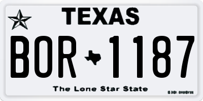 TX license plate BOR1187