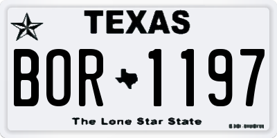 TX license plate BOR1197