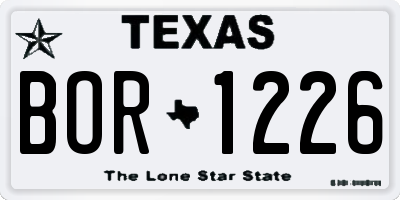 TX license plate BOR1226